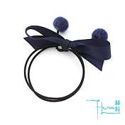 【Hera 赫拉】韓國個性髮圈 氣質款小清新球球絲帶藏青