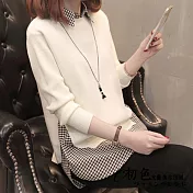 【初色】格子襯衫毛衣兩件套-共5色-92380(F可選)F白色