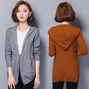 【MsMore】香榭大道明星款氣質纖腰抽繩連帽細密針織外套*#103029F灰