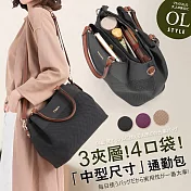 CHENSON三夾層!四口袋!優雅OL中型斜背包 黑(GF18160-3)