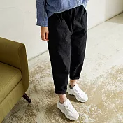 【慢。生活】鬆緊雙口袋休閒長褲 818　FREE黑色