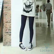 【Lockers 木櫃】 莫代爾時尚大碼純棉九分打底褲藏青