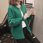 【NUMI】森-純色刺繡毛衣外套-共4色-52066-(F可選)F綠色