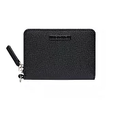 MONDAINE 瑞士國鐵十字紋牛皮卡片零錢包 (附頸繩) -黑