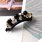 【Hera 赫拉】韓國黑白珍珠鑲鑽香蕉夾黑色珍珠