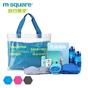 m square 字母防水單肩包藍色