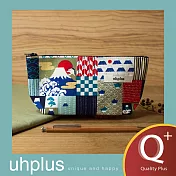 uhplus Q-plus寬底筆袋-富士花和柄