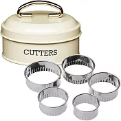 《KitchenCraft》復古收納盒+餅乾切模5件(波浪圓)