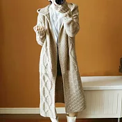 【MsMore】羅馬藝術畫風麻花毛織大帽長版外套#j103316F駝