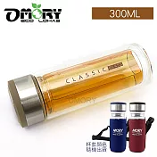 【OMORY】BL-218雙層玻璃杯300ml(附杯套)-咖啡