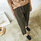 【慢。生活】鬆緊雙口袋休閒長褲 818　FREE綠咖