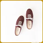 【花見小路】綁帶懶人日/醃梅小調花布鞋/散步拖鞋/JP24/赤紅色