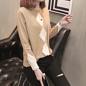 【NUMI】森-菱形造型針織上衣-共4色-52099-(F可選)F卡其