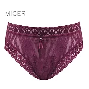 [MIGER密格內衣]浪漫來襲蕾絲高腰三角內褲(棉花糖女孩可穿)-台灣製- (編號：6739)FREE葡萄紫