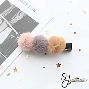 【SJ】日系藕粉糰子造型髮夾(兩色)-粉灰卡其