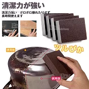 鐵銹 焦漬專用 神奇金剛砂海綿擦-細砂高密厚款 超值4入贈薄型金鋼砂 kiret