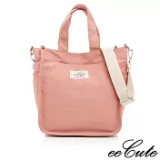 eeCute文藝簡約帆布包(手提、斜側背兩用)戀愛粉