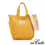 eeCute文藝簡約帆布包(手提、斜側背兩用)甜蜜黃