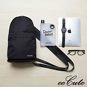 eeCute單雙肩兩用變化防潑水隨身包時尚黑
