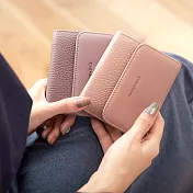 CHENSON 典雅深淺色 零錢拉鍊袋短夾 蜜桃(W88026-P)