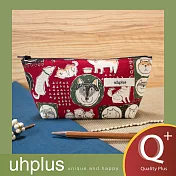 uhplus Q-plus寬底筆袋- 小萌柴日記(紅)