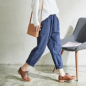 【慢。生活】厚棉雙口袋蘿蔔褲 8823　FREE藍色