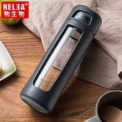 【香港RELEA物生物】550ml拾彩抗摔防震密封耐熱玻璃杯_優雅灰