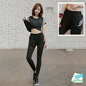 【BODYAIR嚴選】流線顯瘦九分褲(瑜珈.運動.慢跑)XL白