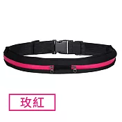 【E.dot】防水高彈力雙口袋運動腰包玫紅