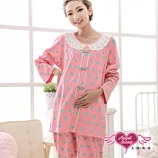 【天使霓裳】唯美細緻 居家孕婦哺乳衣套裝(粉F)F