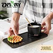 【OMORY】歐式簡約咖啡杯盤組(附匙)200ML-黑色
