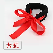 【Cap】緞帶蝴蝶結丸子頭盤髮器 (大號)大紅
