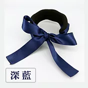 【Cap】緞帶蝴蝶結丸子頭盤髮器 (大號)深藍