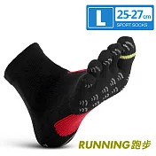 瑪榭 FootSpa男襪-透氣升級方形 運動五趾襪-慢跑款(25~27cm)L黑紅
