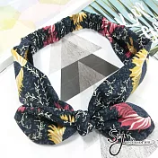 【SJ】溫暖花卉造型髮帶(兩色)-深藍色