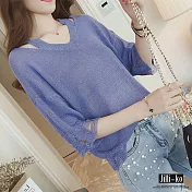 【Jilli~ko】韓版破損感春夏款針織衫 J6615　FREE藍色