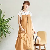 【慢。生活】花苞口袋細肩吊帶裙 50858-1　FREE卡其色