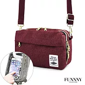 FUNNNY 日本同步 實用2way帆布肩包系列 米谷 結菜 酒紅