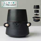 Time Leisure 戶外旅行可攜式茶具套組/一壺兩杯/日式快客杯(黑)