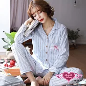 【天使霓裳】居家睡衣 微暖日光 二件式長袖孕婦月子哺乳套裝 藍F