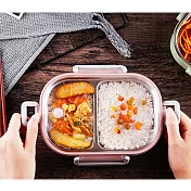 【EZlife】304不鏽鋼分格便當盒北歐粉