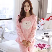 【天使霓裳】眨眼咩咩 法蘭絨二件式長袖孕婦哺乳套裝月子服 粉F