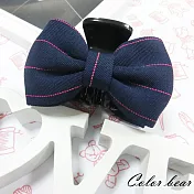 【卡樂熊】線條蝶結造型爪夾(四色)-深藍