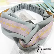 【SJ】拼接字母髮帶(兩色)-灰色