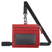 MONDAINE 瑞士國鐵牛皮4卡拉鏈安全釦證件套–紅