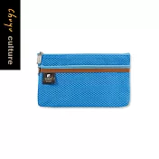 珠友 40K雙層立體收納網袋/分類收納/存摺存簿印章/拉鍊收納袋-Unicite02藍