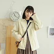 【良池】雙口袋水洗牛仔工裝外套(2色)     FREE米白