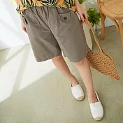 【慢。生活】鬆緊腰大口袋短褲 11554　FREE灰色