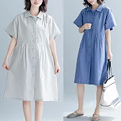 簡約俐落棉麻寬鬆洋裝