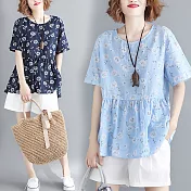 印花棉麻涼感舒適上衣